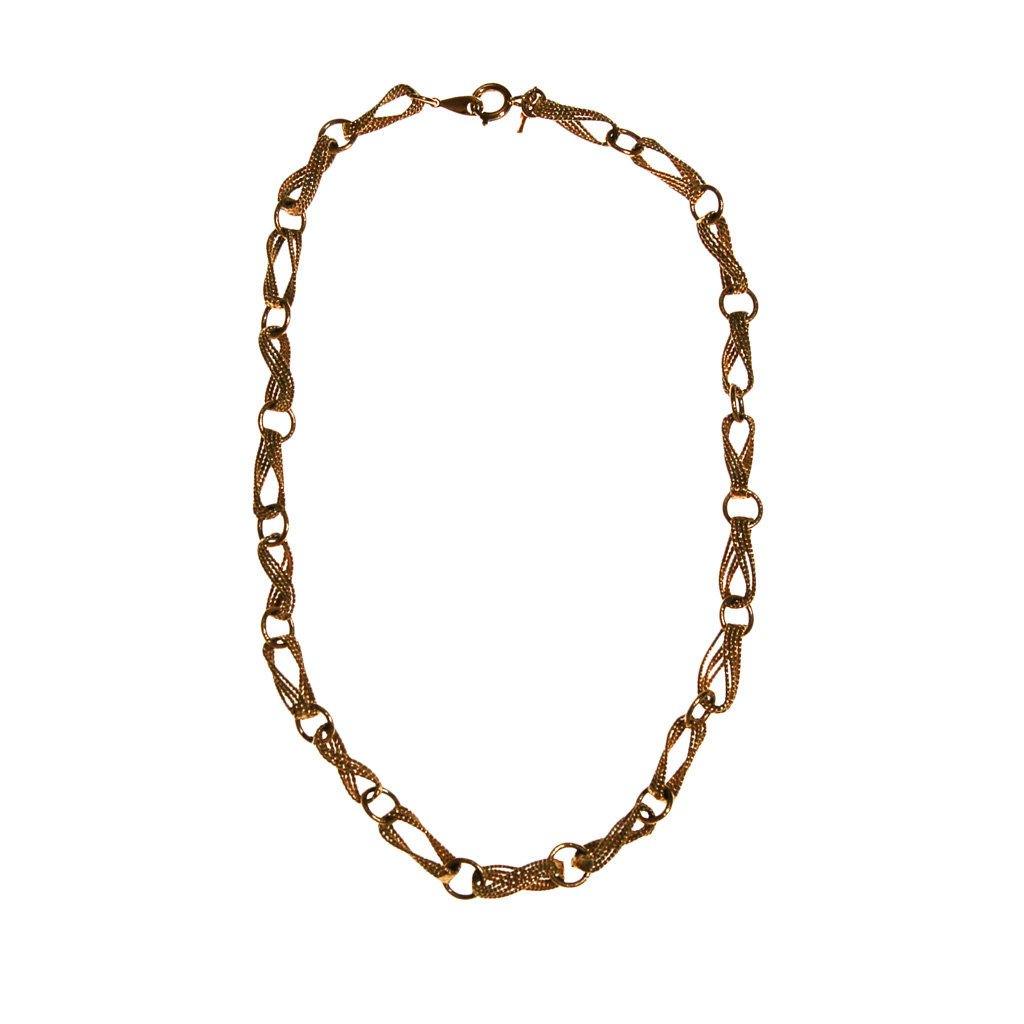 Crown Trifari Figure 8 Twisted Link Gold Necklace by Crown Trifari - Vintage Meet Modern Vintage Jewelry - Chicago, Illinois - #oldhollywoodglamour #vintagemeetmodern #designervintage #jewelrybox #antiquejewelry #vintagejewelry