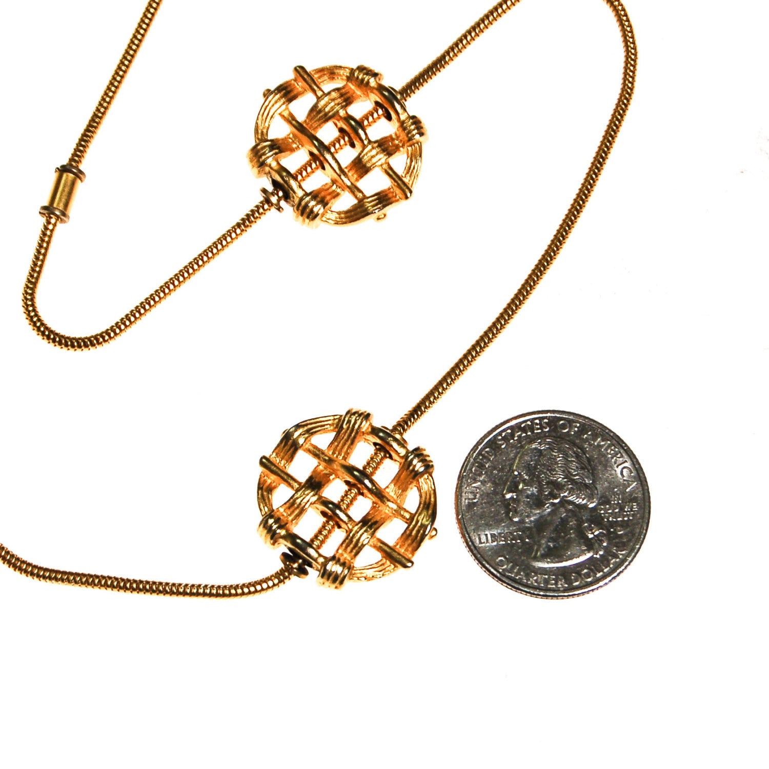 Anne Klein Couture Brushed Gold Long Length Necklace by Anne Klein Couture - Vintage Meet Modern Vintage Jewelry - Chicago, Illinois - #oldhollywoodglamour #vintagemeetmodern #designervintage #jewelrybox #antiquejewelry #vintagejewelry