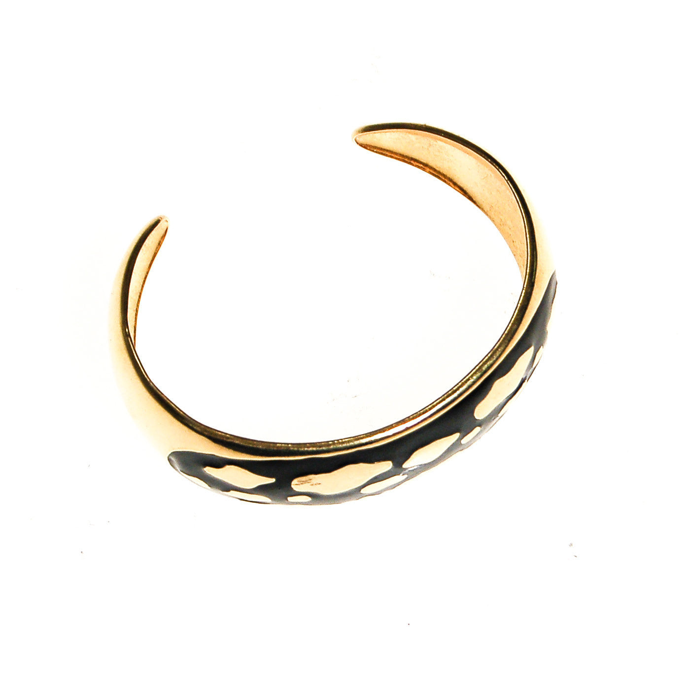 Black and Gold Leopard Print Cuff Bracelet by Unsigned Beauty - Vintage Meet Modern Vintage Jewelry - Chicago, Illinois - #oldhollywoodglamour #vintagemeetmodern #designervintage #jewelrybox #antiquejewelry #vintagejewelry