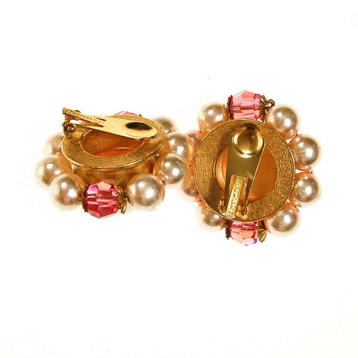 Les Bernard Pearl and Pink Crystal Statement Earrings by Les Bernard - Vintage Meet Modern Vintage Jewelry - Chicago, Illinois - #oldhollywoodglamour #vintagemeetmodern #designervintage #jewelrybox #antiquejewelry #vintagejewelry