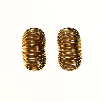 Gay Boyer Gold Ribbed Hoop Earrings by Gay Boyer - Vintage Meet Modern Vintage Jewelry - Chicago, Illinois - #oldhollywoodglamour #vintagemeetmodern #designervintage #jewelrybox #antiquejewelry #vintagejewelry