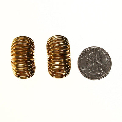 Gay Boyer Gold Ribbed Hoop Earrings by Gay Boyer - Vintage Meet Modern Vintage Jewelry - Chicago, Illinois - #oldhollywoodglamour #vintagemeetmodern #designervintage #jewelrybox #antiquejewelry #vintagejewelry
