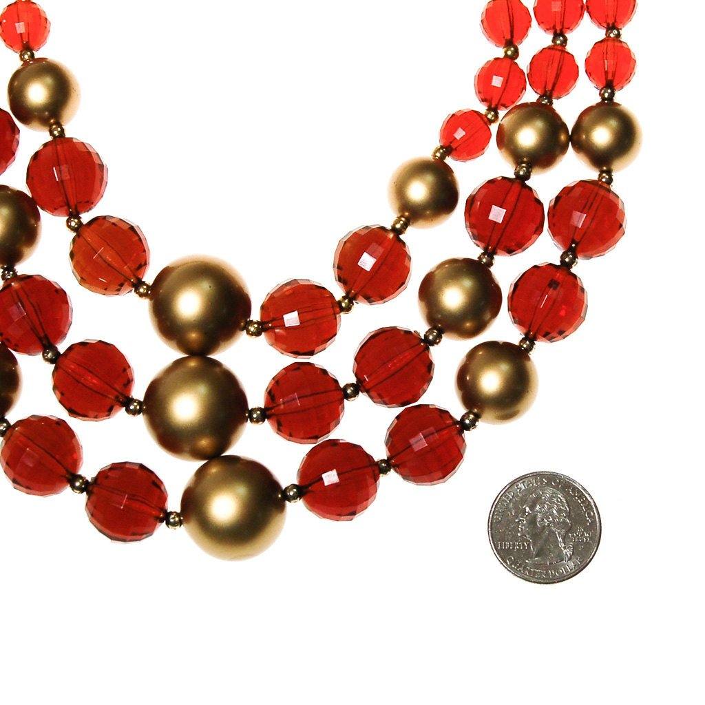 Gold and Smokey Topaz Bead Necklace, Triple Strand, Chunky, Statement Necklace, Torsade by Unsigned Beauty - Vintage Meet Modern Vintage Jewelry - Chicago, Illinois - #oldhollywoodglamour #vintagemeetmodern #designervintage #jewelrybox #antiquejewelry #vintagejewelry
