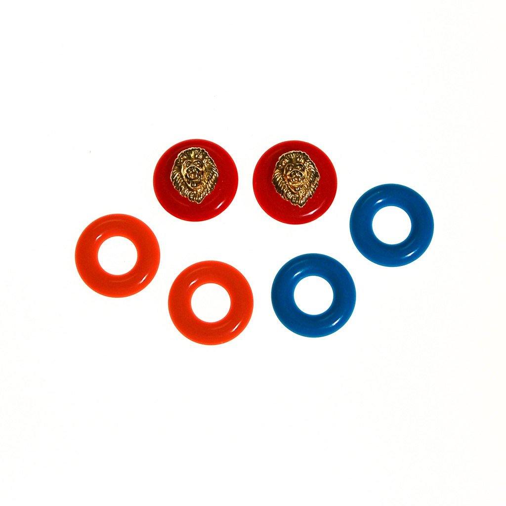 Kenneth Jay Lane Lions Head Earrings with Interchangeable Discs