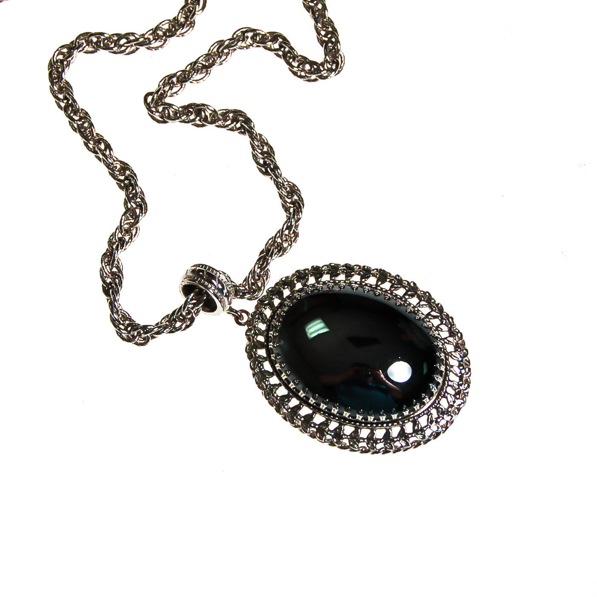 Whiting and Davis Hematite Pendant Necklace