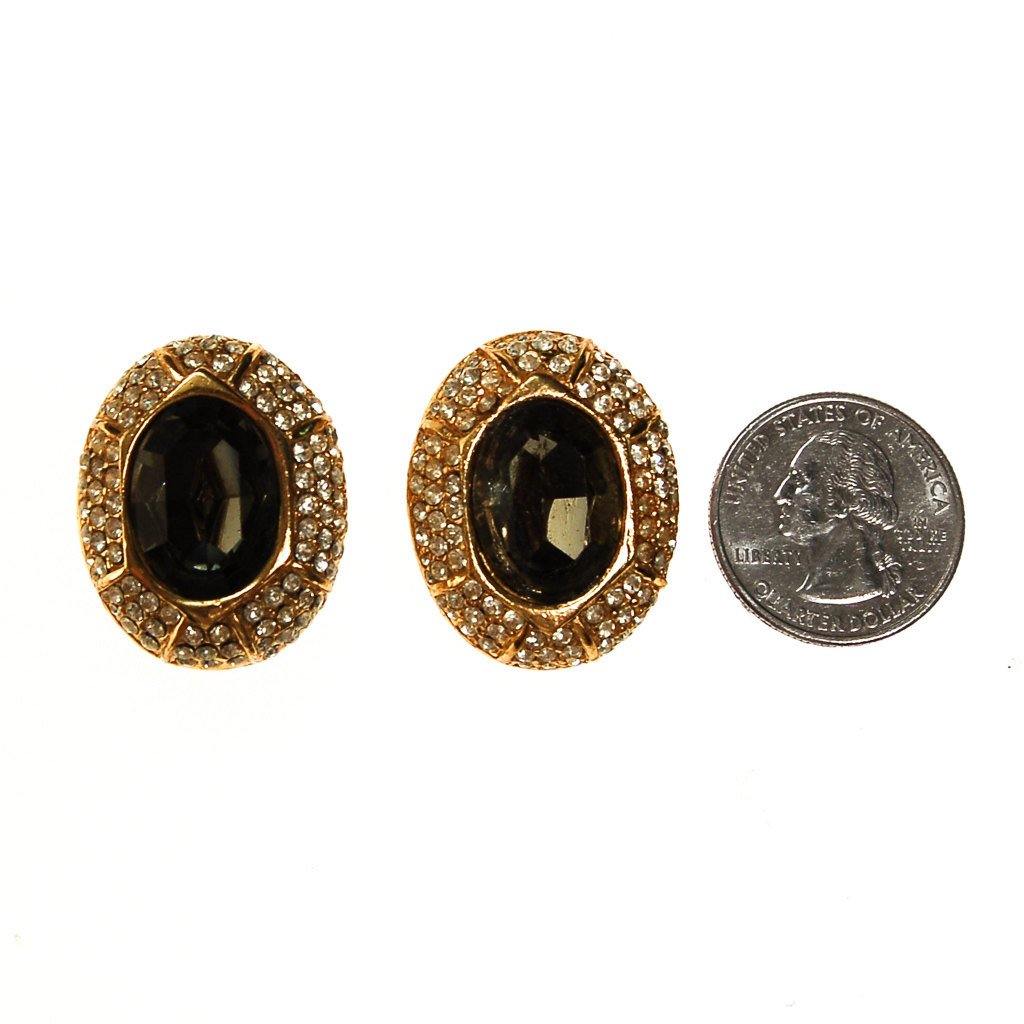 Ciner Smoked Crystal and Diamante Rhinestone Earrings by Ciner - Vintage Meet Modern Vintage Jewelry - Chicago, Illinois - #oldhollywoodglamour #vintagemeetmodern #designervintage #jewelrybox #antiquejewelry #vintagejewelry