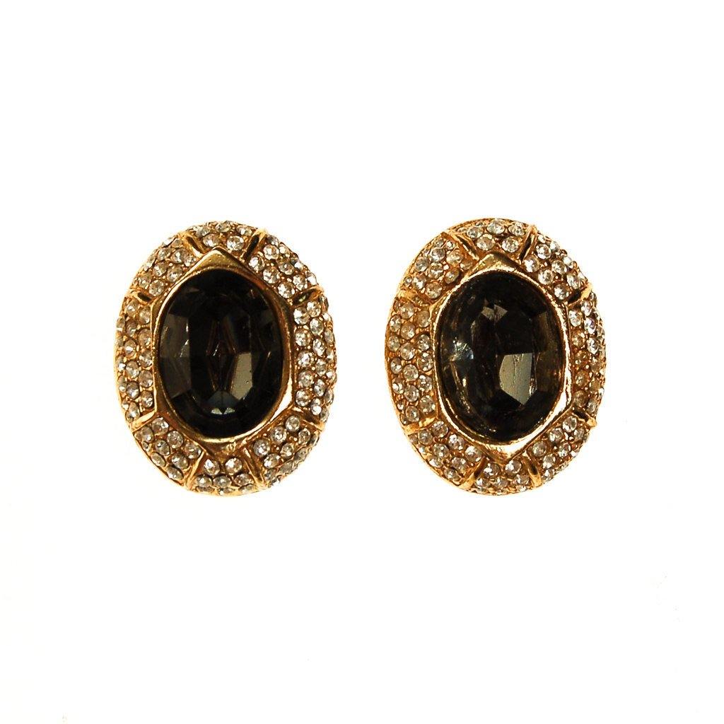 Ciner Smoked Crystal and Diamante Rhinestone Earrings by Ciner - Vintage Meet Modern Vintage Jewelry - Chicago, Illinois - #oldhollywoodglamour #vintagemeetmodern #designervintage #jewelrybox #antiquejewelry #vintagejewelry
