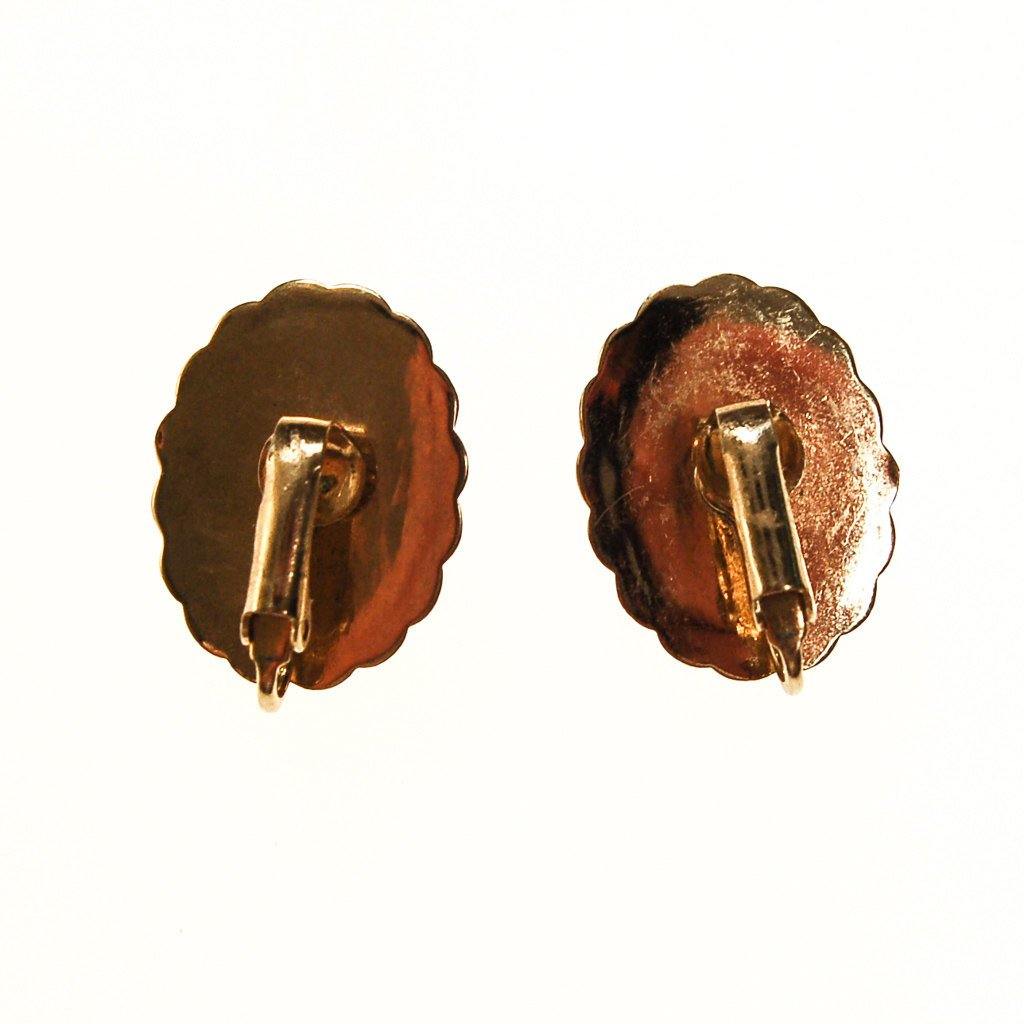 Oval Opalescent Glass Earrings by Unsigned Beauties - Vintage Meet Modern Vintage Jewelry - Chicago, Illinois - #oldhollywoodglamour #vintagemeetmodern #designervintage #jewelrybox #antiquejewelry #vintagejewelry