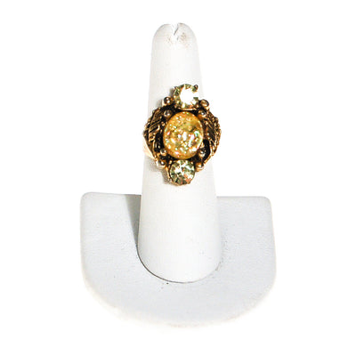 Golden Faux Opal and Citrine Rhinestone Statement Ring by Unsigned Beauty - Vintage Meet Modern Vintage Jewelry - Chicago, Illinois - #oldhollywoodglamour #vintagemeetmodern #designervintage #jewelrybox #antiquejewelry #vintagejewelry