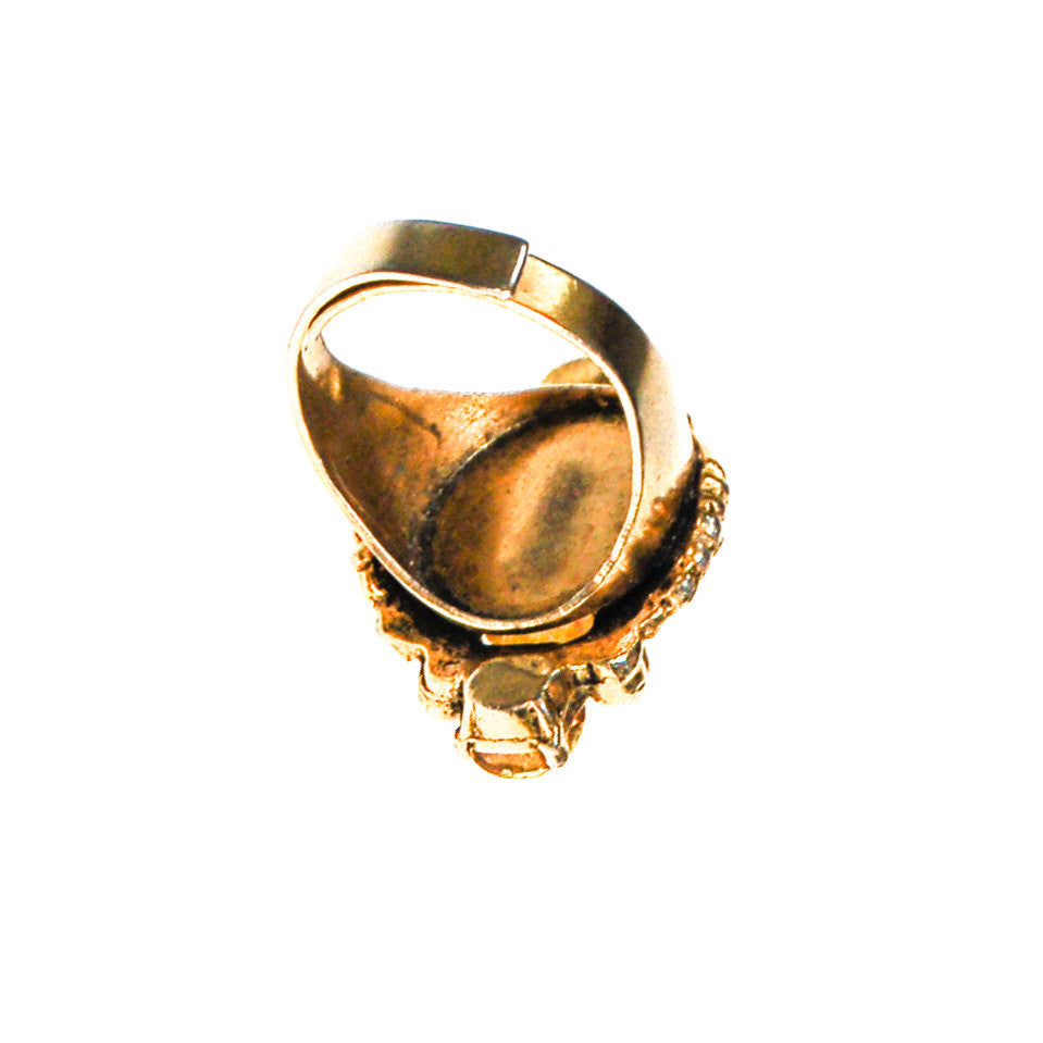 Golden Faux Opal and Citrine Rhinestone Statement Ring by Unsigned Beauty - Vintage Meet Modern Vintage Jewelry - Chicago, Illinois - #oldhollywoodglamour #vintagemeetmodern #designervintage #jewelrybox #antiquejewelry #vintagejewelry