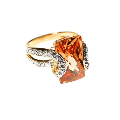 Real Collectibles by Adrienne Art Deco Inspired Citrine CZ Ring by Real Collectibles by Adrienne - Vintage Meet Modern Vintage Jewelry - Chicago, Illinois - #oldhollywoodglamour #vintagemeetmodern #designervintage #jewelrybox #antiquejewelry #vintagejewelry