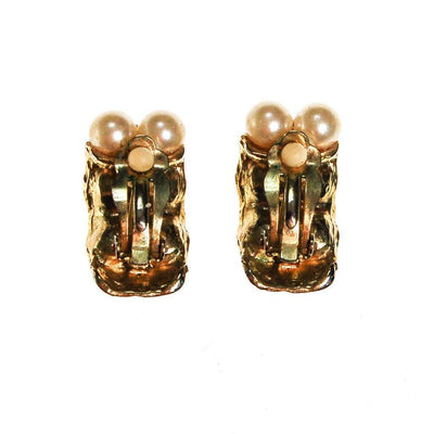 Pearl and Rhinestone Clip On Earrings, Gold Tone, Designer Vintage Jewelry, Wedding, Bridal, Traditional, Classic Style by 1980s - Vintage Meet Modern Vintage Jewelry - Chicago, Illinois - #oldhollywoodglamour #vintagemeetmodern #designervintage #jewelrybox #antiquejewelry #vintagejewelry
