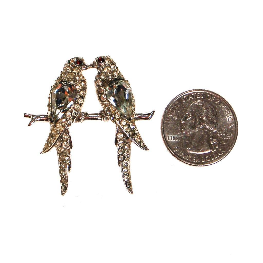 Rhinestone Love Bird Brooch by Unsigned Beauty - Vintage Meet Modern Vintage Jewelry - Chicago, Illinois - #oldhollywoodglamour #vintagemeetmodern #designervintage #jewelrybox #antiquejewelry #vintagejewelry