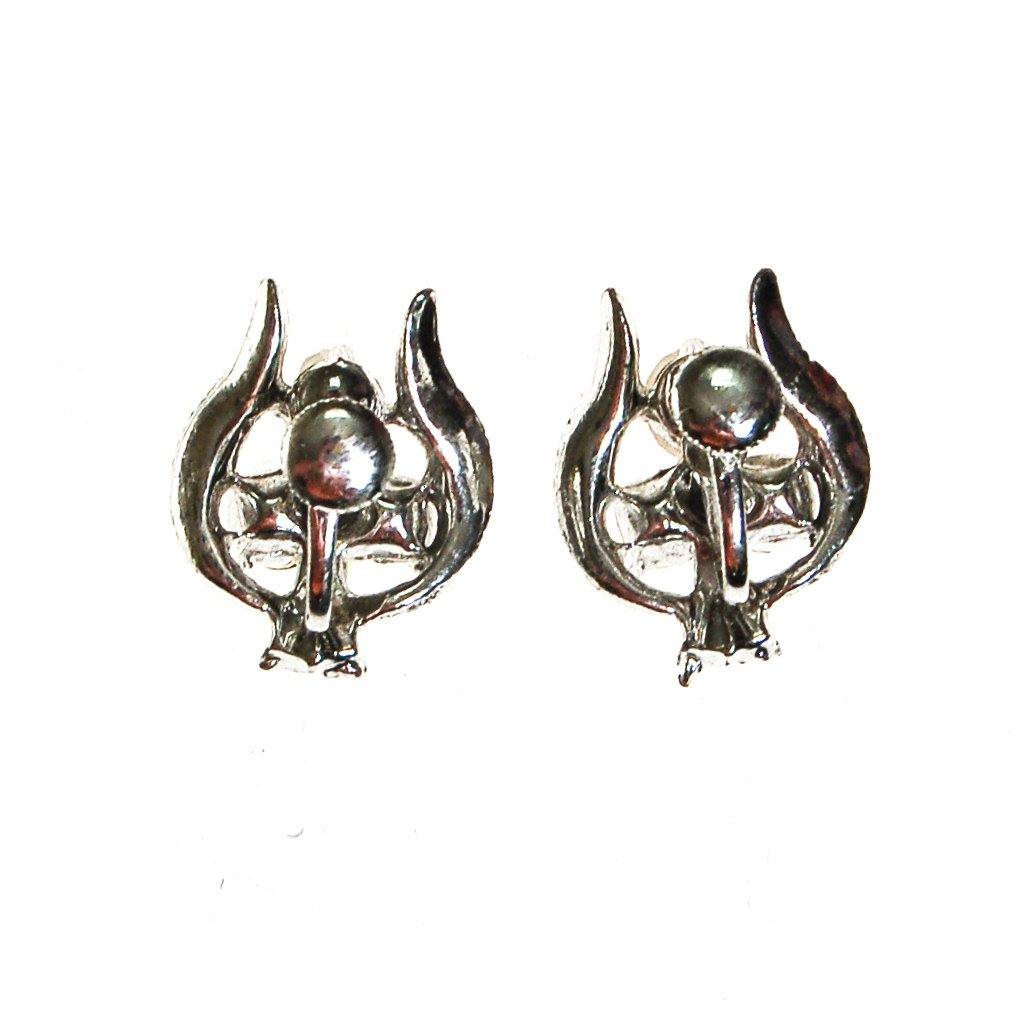 Silver Tone Rhinestone Earrings, Trio, Trinity, Floral, Screw Back, Designer Vintage Jewelry, 1960s by 1950s - Vintage Meet Modern Vintage Jewelry - Chicago, Illinois - #oldhollywoodglamour #vintagemeetmodern #designervintage #jewelrybox #antiquejewelry #vintagejewelry