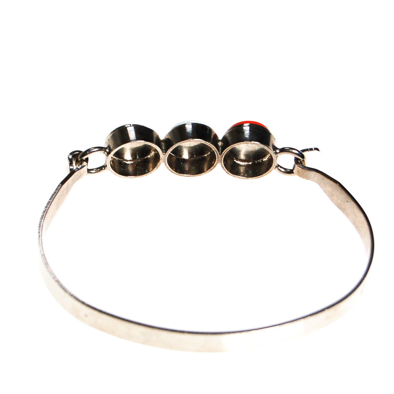 Red White and Blue Silver Bangle Bracelet, Mid Century Modern, Preppy, Americana, Patriotic, Summer Jewerly by Unsigned Beauty - Vintage Meet Modern Vintage Jewelry - Chicago, Illinois - #oldhollywoodglamour #vintagemeetmodern #designervintage #jewelrybox #antiquejewelry #vintagejewelry