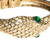 Gold Snake Bracelet with Emerald Green Eyes by Unsigned Beauty - Vintage Meet Modern Vintage Jewelry - Chicago, Illinois - #oldhollywoodglamour #vintagemeetmodern #designervintage #jewelrybox #antiquejewelry #vintagejewelry