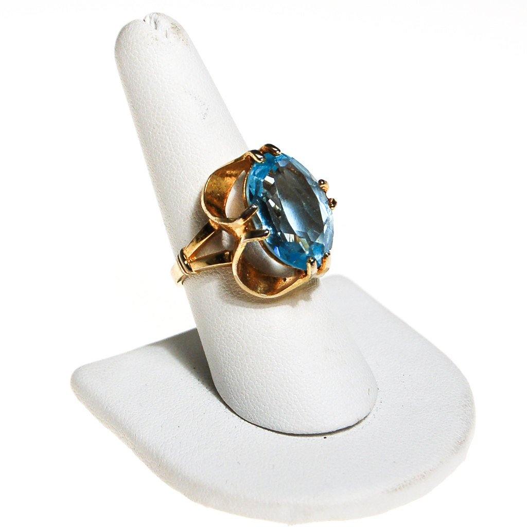 Caged Blue Crystal Statement Ring by Esposito
