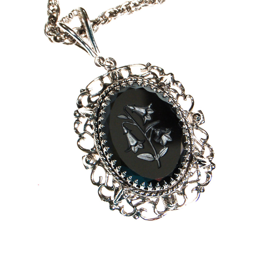 Whiting and Davis Hematite Carved Flower Statement Necklace by Whiting and Davis - Vintage Meet Modern Vintage Jewelry - Chicago, Illinois - #oldhollywoodglamour #vintagemeetmodern #designervintage #jewelrybox #antiquejewelry #vintagejewelry