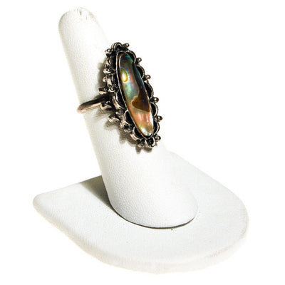 Vintage Abalone Statement Ring, Silver Tone, Adjustable, Bohemian Chic, 1970s by 1970s - Vintage Meet Modern Vintage Jewelry - Chicago, Illinois - #oldhollywoodglamour #vintagemeetmodern #designervintage #jewelrybox #antiquejewelry #vintagejewelry