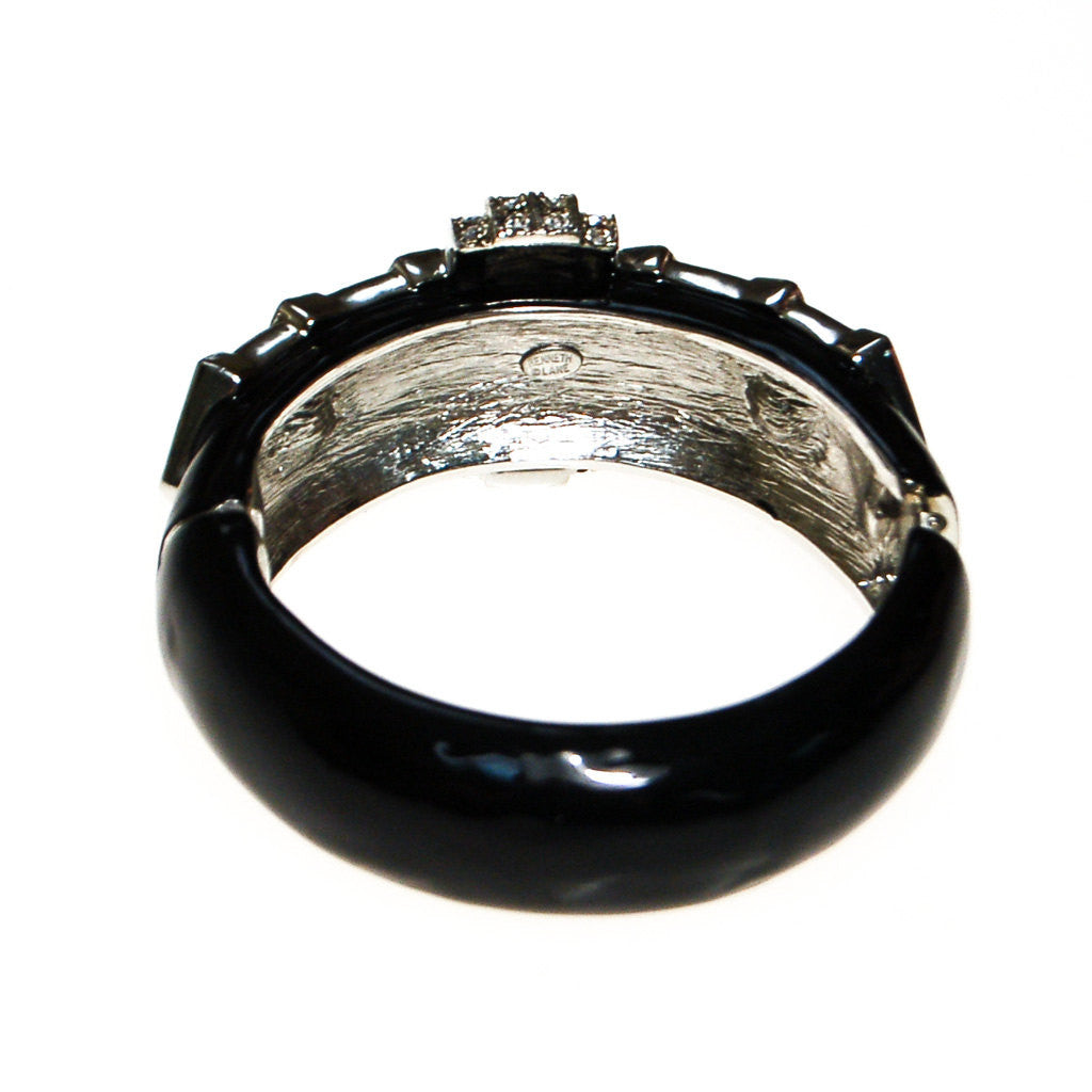 Kenneth Lane Art Deco Black Enamel and Rhinestone Bracelet by Kenneth Lane - Vintage Meet Modern Vintage Jewelry - Chicago, Illinois - #oldhollywoodglamour #vintagemeetmodern #designervintage #jewelrybox #antiquejewelry #vintagejewelry