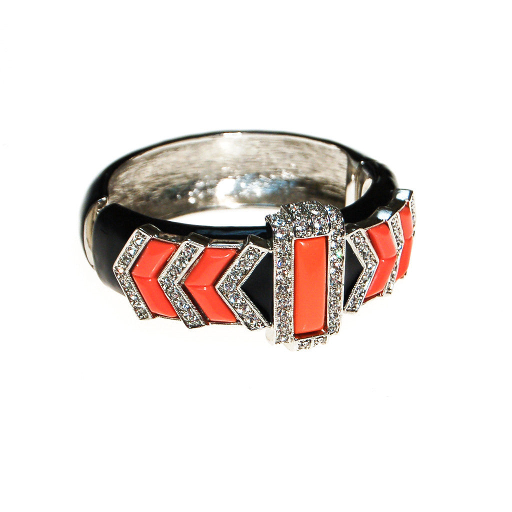 Kenneth Lane Black and Coral Bracelet by Kenneth Lane - Vintage Meet Modern Vintage Jewelry - Chicago, Illinois - #oldhollywoodglamour #vintagemeetmodern #designervintage #jewelrybox #antiquejewelry #vintagejewelry