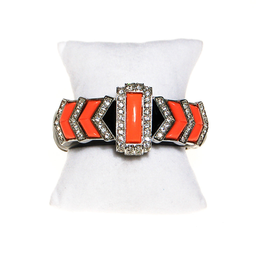Kenneth Lane Black and Coral Bracelet by Kenneth Lane - Vintage Meet Modern Vintage Jewelry - Chicago, Illinois - #oldhollywoodglamour #vintagemeetmodern #designervintage #jewelrybox #antiquejewelry #vintagejewelry