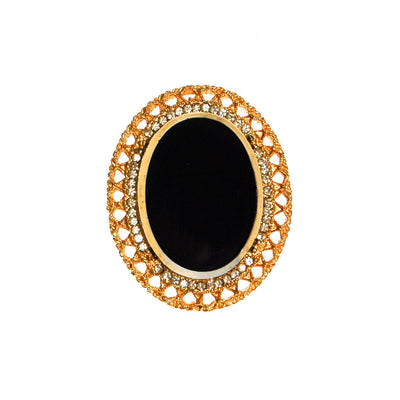 Black Glass Mirror Cameo Style Brooch Pendant by Celebrity NY by Celebrity NY - Vintage Meet Modern Vintage Jewelry - Chicago, Illinois - #oldhollywoodglamour #vintagemeetmodern #designervintage #jewelrybox #antiquejewelry #vintagejewelry