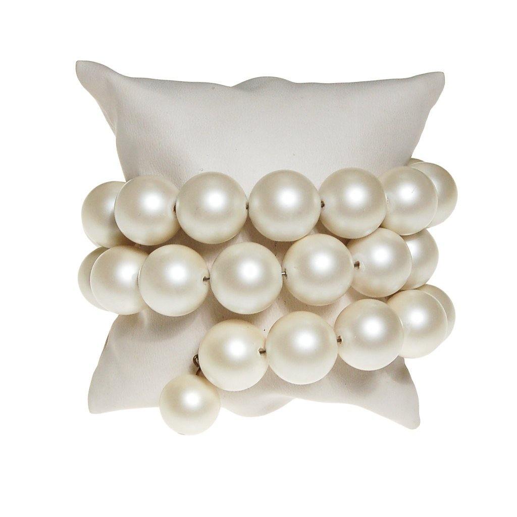White Pearl Triple Coiled Bracelet
