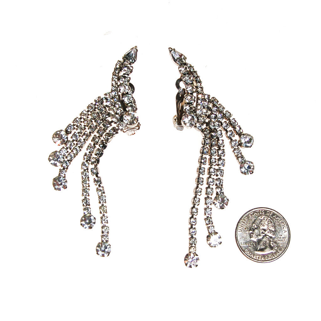 Waterfall Rhinestone Ear Crawlers Statement Earrings by Unsigned Beauty - Vintage Meet Modern Vintage Jewelry - Chicago, Illinois - #oldhollywoodglamour #vintagemeetmodern #designervintage #jewelrybox #antiquejewelry #vintagejewelry