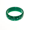Green and White Polka Dot Bangle Bracelet by 1980s - Vintage Meet Modern Vintage Jewelry - Chicago, Illinois - #oldhollywoodglamour #vintagemeetmodern #designervintage #jewelrybox #antiquejewelry #vintagejewelry