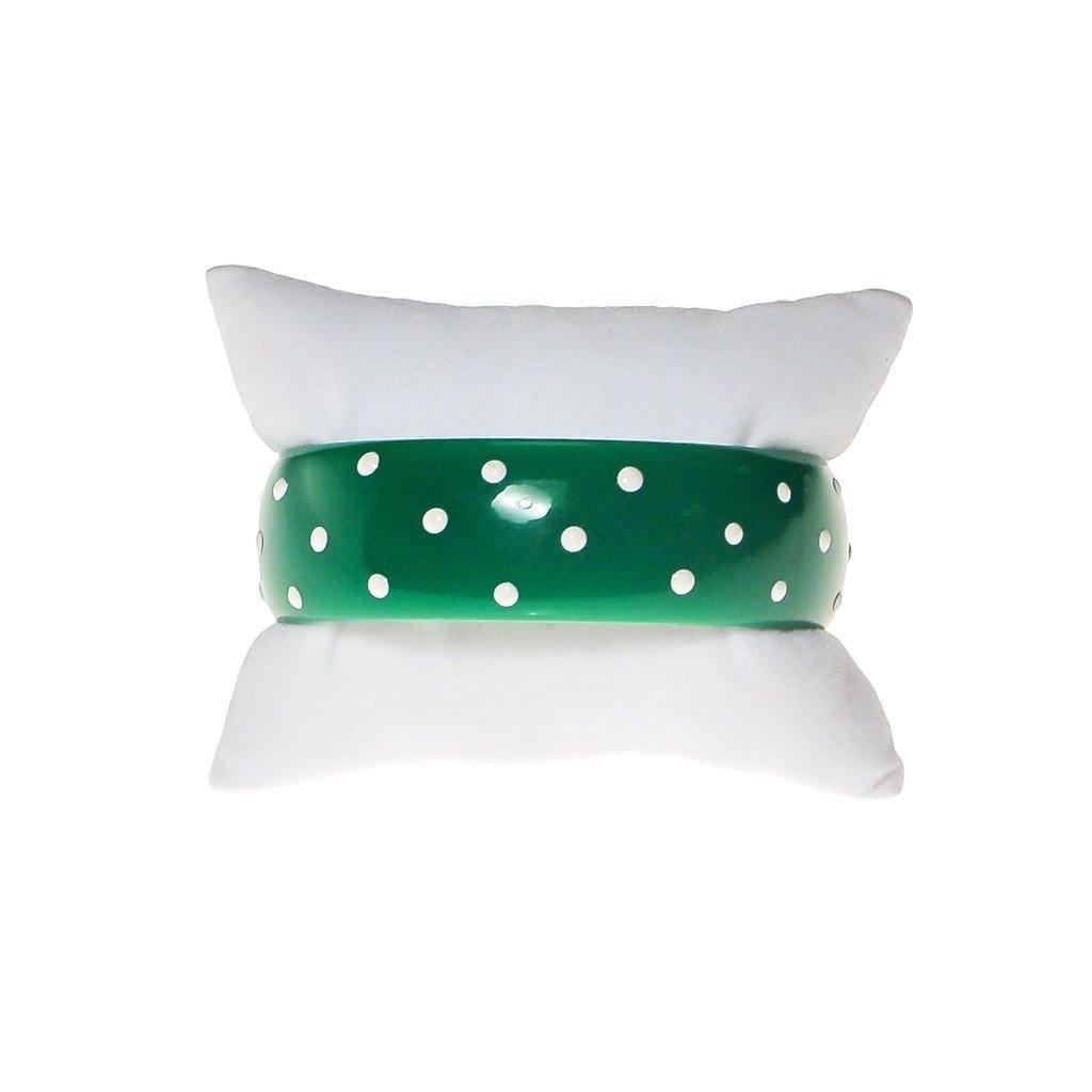 Green and White Polka Dot Bangle Bracelet
