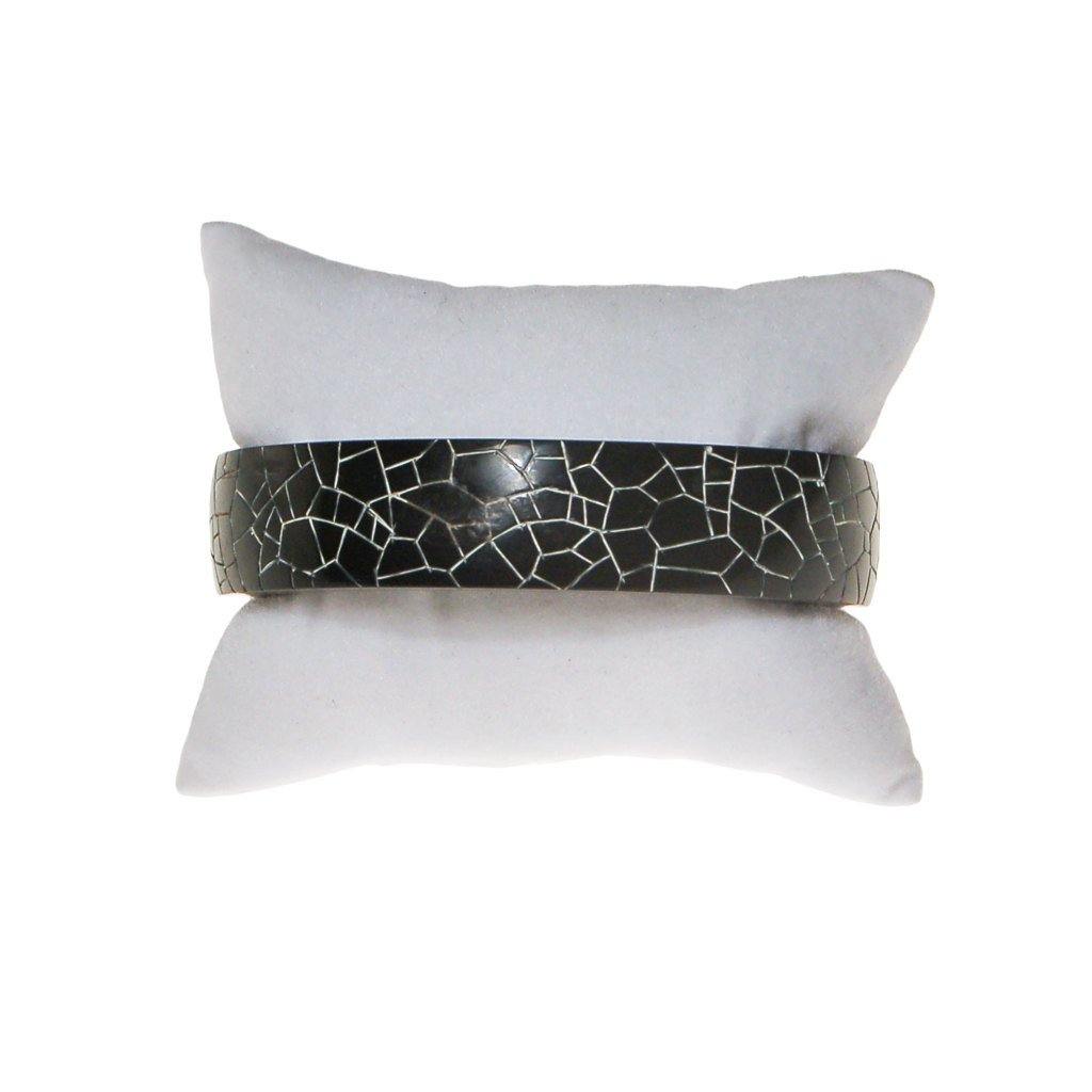 Black and White Crackle Bangle Bracelet by 1960s - Vintage Meet Modern Vintage Jewelry - Chicago, Illinois - #oldhollywoodglamour #vintagemeetmodern #designervintage #jewelrybox #antiquejewelry #vintagejewelry