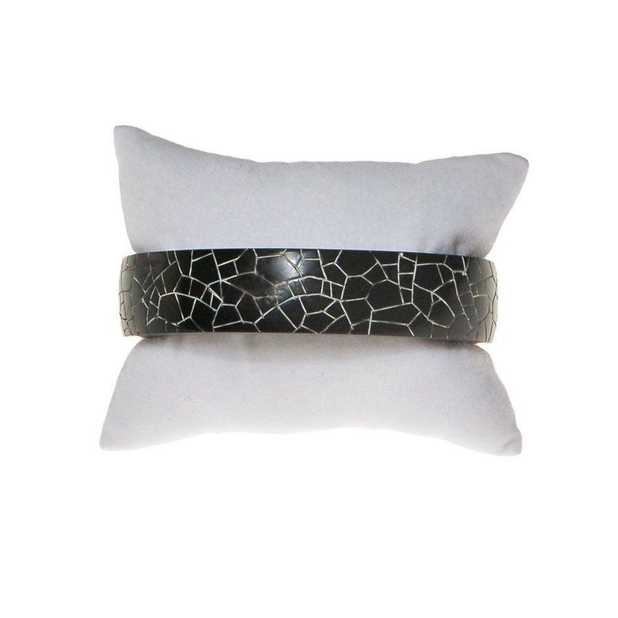Black and White Crackle Bangle Bracelet by 1960s - Vintage Meet Modern Vintage Jewelry - Chicago, Illinois - #oldhollywoodglamour #vintagemeetmodern #designervintage #jewelrybox #antiquejewelry #vintagejewelry
