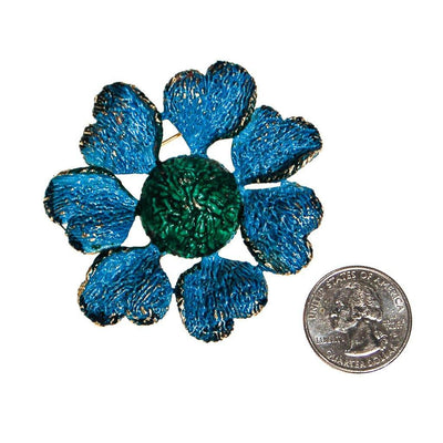 Blue and Green Flower Brooch by Unsigned Beauty - Vintage Meet Modern Vintage Jewelry - Chicago, Illinois - #oldhollywoodglamour #vintagemeetmodern #designervintage #jewelrybox #antiquejewelry #vintagejewelry
