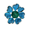 Blue and Green Flower Brooch by Unsigned Beauty - Vintage Meet Modern Vintage Jewelry - Chicago, Illinois - #oldhollywoodglamour #vintagemeetmodern #designervintage #jewelrybox #antiquejewelry #vintagejewelry