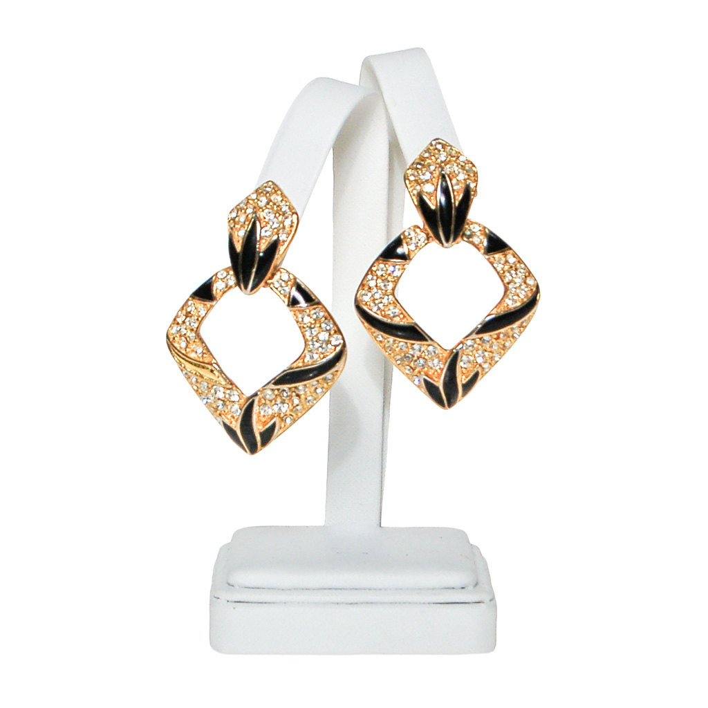 Bijoux Designs Door Knocker Earring in Gold Tone with Black Enamel and  Rhinestones by Bijoux Designs New York - Vintage Meet Modern Vintage Jewelry - Chicago, Illinois - #oldhollywoodglamour #vintagemeetmodern #designervintage #jewelrybox #antiquejewelry #vintagejewelry