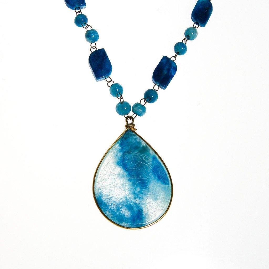 Bohemian Chic Turquoise Agate Sun Goddess Necklace by Unsigned Beauty - Vintage Meet Modern Vintage Jewelry - Chicago, Illinois - #oldhollywoodglamour #vintagemeetmodern #designervintage #jewelrybox #antiquejewelry #vintagejewelry