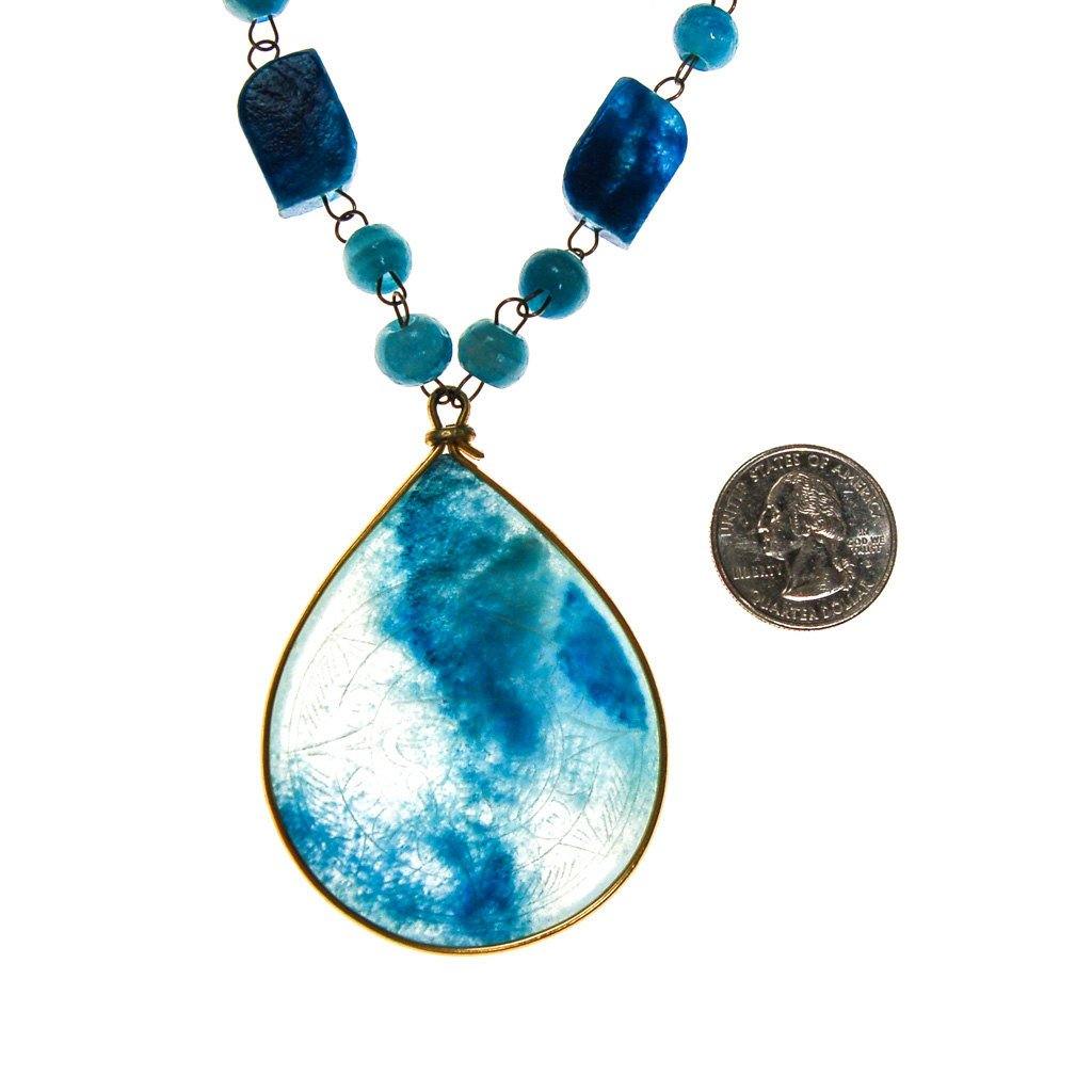 Bohemian Chic Turquoise Agate Sun Goddess Necklace by Unsigned Beauty - Vintage Meet Modern Vintage Jewelry - Chicago, Illinois - #oldhollywoodglamour #vintagemeetmodern #designervintage #jewelrybox #antiquejewelry #vintagejewelry