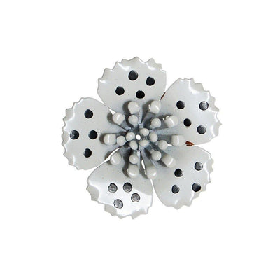 Black and White Polka Dot Enamel Flower Brooch by Unsigned Beauty - Vintage Meet Modern Vintage Jewelry - Chicago, Illinois - #oldhollywoodglamour #vintagemeetmodern #designervintage #jewelrybox #antiquejewelry #vintagejewelry