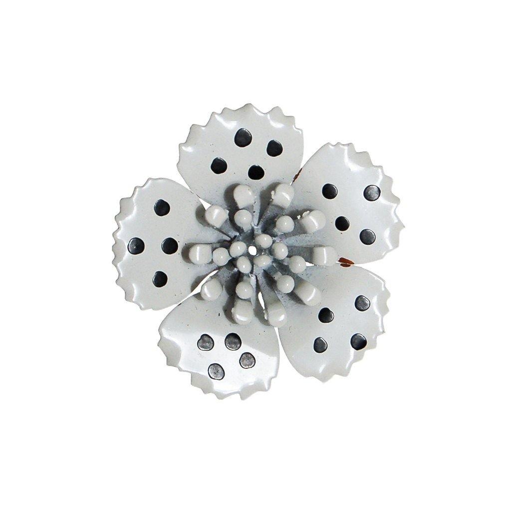 Black and White Polka Dot Enamel Flower Brooch