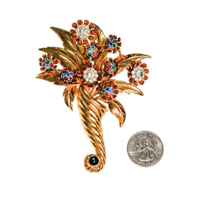 Gilt Rhinestone Floribunda Bouquet Brooch by Unsigned Beauty - Vintage Meet Modern Vintage Jewelry - Chicago, Illinois - #oldhollywoodglamour #vintagemeetmodern #designervintage #jewelrybox #antiquejewelry #vintagejewelry