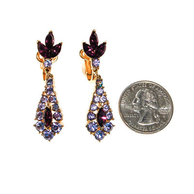 Crown Trifari Purple and Lavender Rhinestone Earrings by Crown Trifari - Vintage Meet Modern Vintage Jewelry - Chicago, Illinois - #oldhollywoodglamour #vintagemeetmodern #designervintage #jewelrybox #antiquejewelry #vintagejewelry