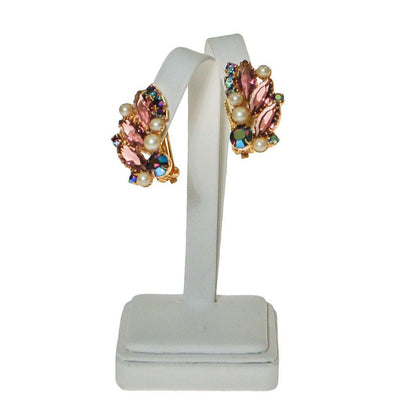 Juliana Purple Rhinestone, Pearl, Aurora Borealis Clip Ear Crawler Earrings by Juliana - Vintage Meet Modern Vintage Jewelry - Chicago, Illinois - #oldhollywoodglamour #vintagemeetmodern #designervintage #jewelrybox #antiquejewelry #vintagejewelry