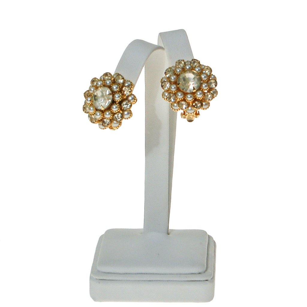 Pearl and Crystal Earrings by Judy Lee by Judy Lee - Vintage Meet Modern Vintage Jewelry - Chicago, Illinois - #oldhollywoodglamour #vintagemeetmodern #designervintage #jewelrybox #antiquejewelry #vintagejewelry