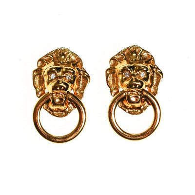 Kenneth Jay Lane Lions Head Doorknocker Earrings by Kenneth Jay Lane - Vintage Meet Modern Vintage Jewelry - Chicago, Illinois - #oldhollywoodglamour #vintagemeetmodern #designervintage #jewelrybox #antiquejewelry #vintagejewelry