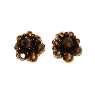 Hobe Smokey Topaz and Gold Bead Crystal Earrings by Hobe - Vintage Meet Modern Vintage Jewelry - Chicago, Illinois - #oldhollywoodglamour #vintagemeetmodern #designervintage #jewelrybox #antiquejewelry #vintagejewelry