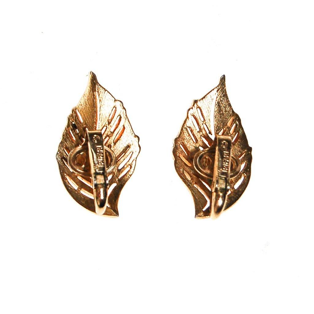 Crown Trifari Gold Leaf Earrings by Crown Trifari - Vintage Meet Modern Vintage Jewelry - Chicago, Illinois - #oldhollywoodglamour #vintagemeetmodern #designervintage #jewelrybox #antiquejewelry #vintagejewelry