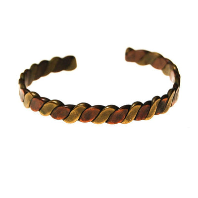 Braided Copper and Brass Cuff Bracelet by 1970s - Vintage Meet Modern Vintage Jewelry - Chicago, Illinois - #oldhollywoodglamour #vintagemeetmodern #designervintage #jewelrybox #antiquejewelry #vintagejewelry