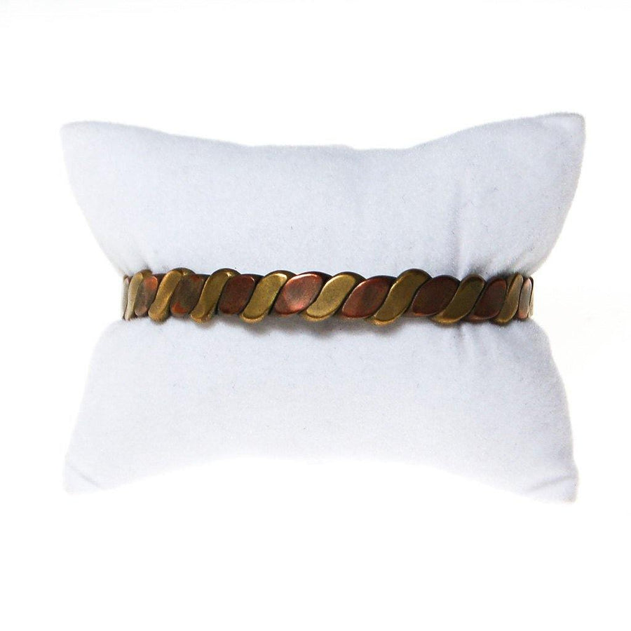Braided Copper and Brass Cuff Bracelet by 1970s - Vintage Meet Modern Vintage Jewelry - Chicago, Illinois - #oldhollywoodglamour #vintagemeetmodern #designervintage #jewelrybox #antiquejewelry #vintagejewelry