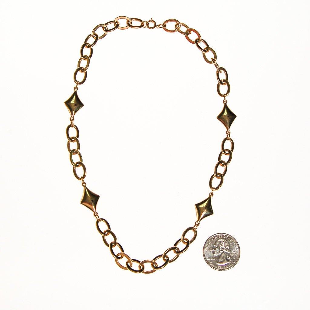 Gold Chain and Diamond Link Necklace by 1970s - Vintage Meet Modern Vintage Jewelry - Chicago, Illinois - #oldhollywoodglamour #vintagemeetmodern #designervintage #jewelrybox #antiquejewelry #vintagejewelry